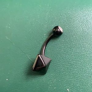 Black PVD Coated Pyramid Stud Navel/Belly Button Barbell